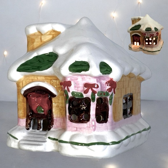 Vintage Christmas Village House Light Up Holiday Hand Painted Ceramic 1960’s - Picture 1 of 16